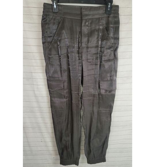 Anthropologie Pants - Anthropologie Satin Cargo Joggers in Carbon Gray Shimmer, sz XS